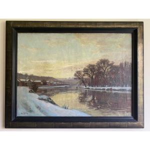 Oil On Canvas Signed By Charles Fritz, Montana Landscape, Twentieth Time