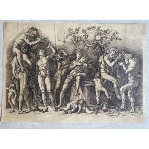 Engraving "the Bacchanalia" By Mantegna, Late 19th/early 20th Century