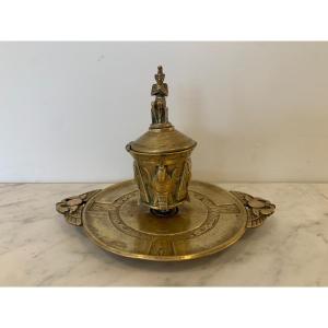 Egyptian Style Bronze Inkwell, Late 19th Century