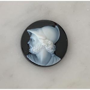 Small Cameo On Onyx, Profile Of A Warrior, 19th Century