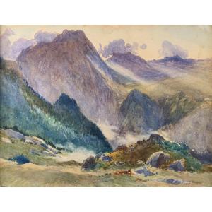 Watercolor Of The Basses-pyrénées By Paul Rossert, Early 20th Century