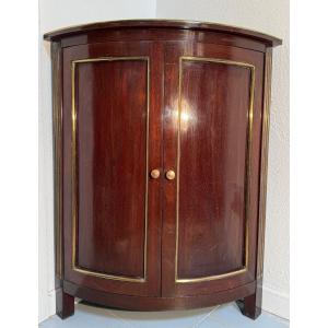 Louis XVI Style Corner Cabinet, Solid Mahogany And Brass, 1960s/70s
