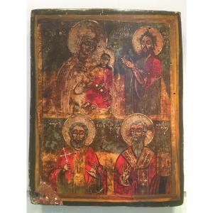 Byzantine Icon, Tempera On Wood, 19th Century