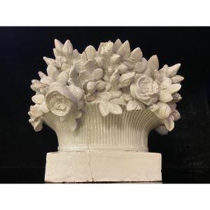 White Earthenware Stove Crown, 19th Century