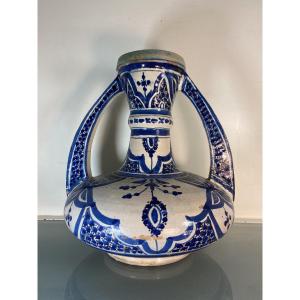 Fes Faience Gourd Vase By The Lamali Workshop, 1930s