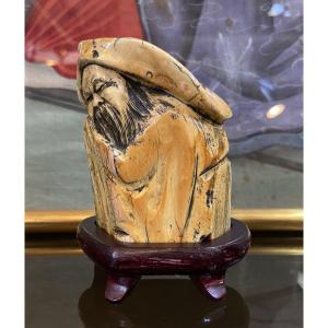 Small Carved Ivory With The Old Sage, China, Late 19th/early 20th Century
