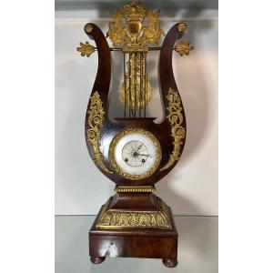 Lyre Clock, Mahogany And Gilt Bronze, Restoration Period