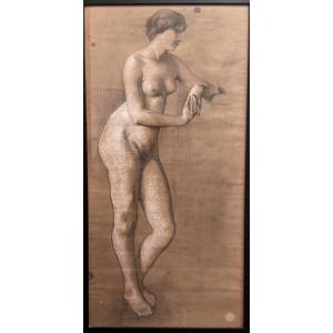 Large Nude Drawing Of A Woman, Circa 1900