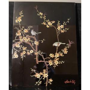 Lacquered Wood Panel Engraved By Nguyen Thanh Lê's Workshop, 1950s/60s