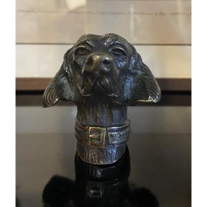 Small Bronze Spaniel Head, Late 19th Century