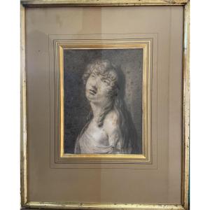 Drawing Portrait Of A Young Woman By Augustin Aubert, 1810/1820