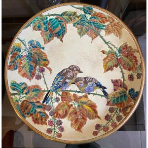 Large Longwy Earthenware Wall Platter, 1920s/30s