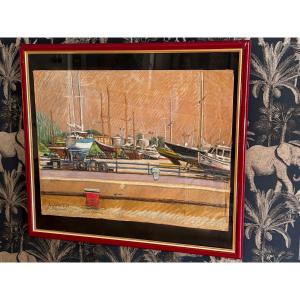 Antibes Boats At The Quayside By Pierre Pruvost