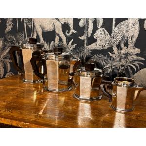 Art Deco Modernist Silver-plated Metal Coffee Set, 1930s