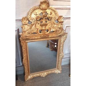 Carved And Gilded Wooden Mirror From The Regency Period
