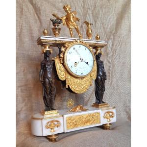 Important "caryatid" Clock Signed Piolaine In Paris From The Directoire Period