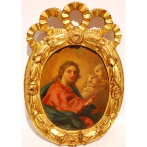 Christ Surrounded By Cherubs Oil On Copper By Francesco De Mura 1696-1782
