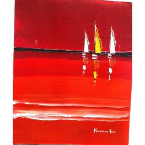 Oil On Canvas Marine By Guy Fontdeville