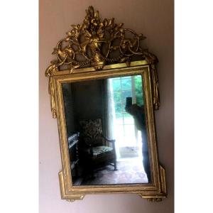 Louis XVI Period Mirror In Gilded Wood