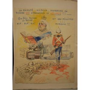 Colored Pencil, Indian Ink "queen Victoria" By Alexandre Ferdinandus (1850-1888)