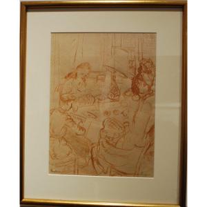 Brown Ink Drawing By Mario Cavaglieri