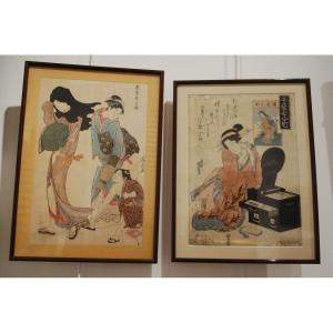 Pair Of Japanese Prints By Kunisada And Kiyonaga