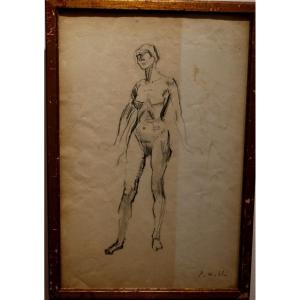 Pencil And Charcoal Drawing By Fernand Hodler, Important Swiss Painter, 