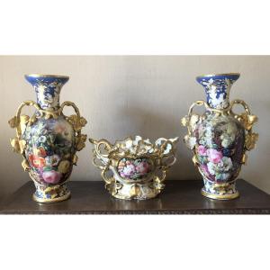 Beautiful And Important Set Of Golf Porcelaine Vases Paris Napoleon Lll