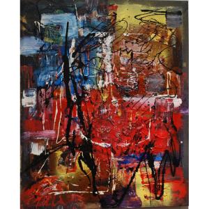 Abstract Painting By The Artist Autrand, Signed Lower Left