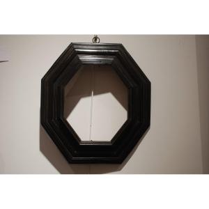 Octagonal Flandre Frame In Blackened Wood . Good Overall Condition.