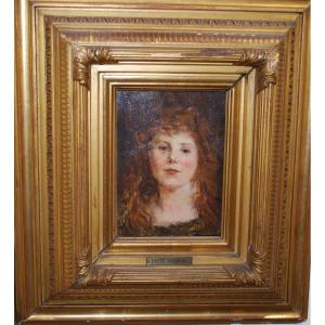 Oil On Panel, Portrait Of A Woman By Fritz Rojka