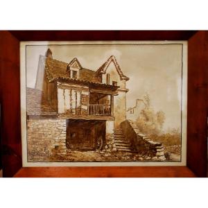 Quercy Village By J Bergère Signed Dated 1970