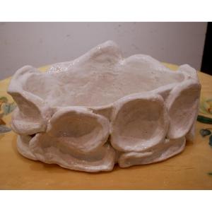 White Glazed Stoneware Bowl By Eugénie Julien