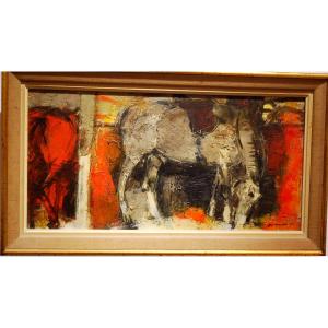 Horses At The Stable By Paul Guiramand Signed Lower Right