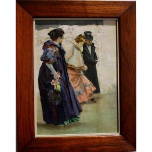 Tableau Sortie De Bal By Roman Ribera (1848-1935) 1913