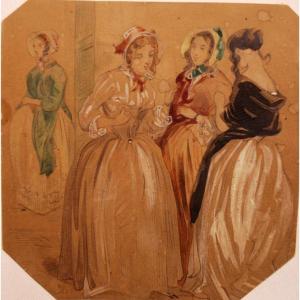 Watercolor Drawing Attribuated Paul Gavarni