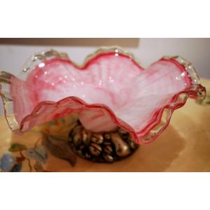 Iridescent Rose Glass Centerpiece Bowl