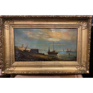 Fishing Scene, Marine By N.burlin