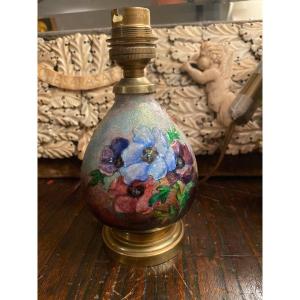 Enamel Lamp Base By C.fauré, Limoges