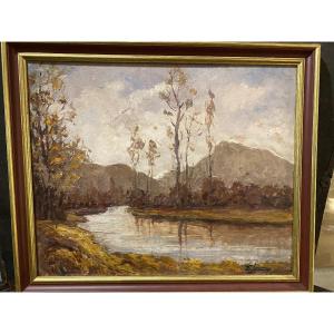 Savoyard Landscape, Oil, By émile Simonod