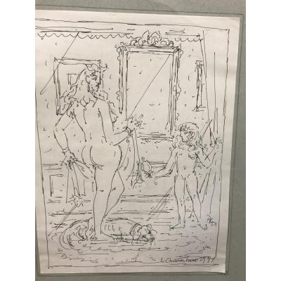 Drawing By The Feather By Chambon