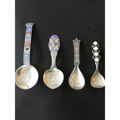 Set Of 4 Silver Spoons