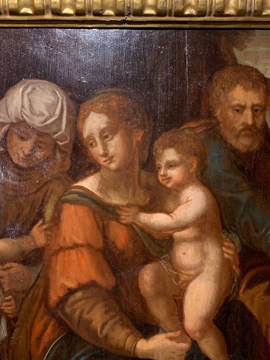 La Sacra Famiglia, Olio su tavola di noce, Italia Fine del XVI secolo -photo-2