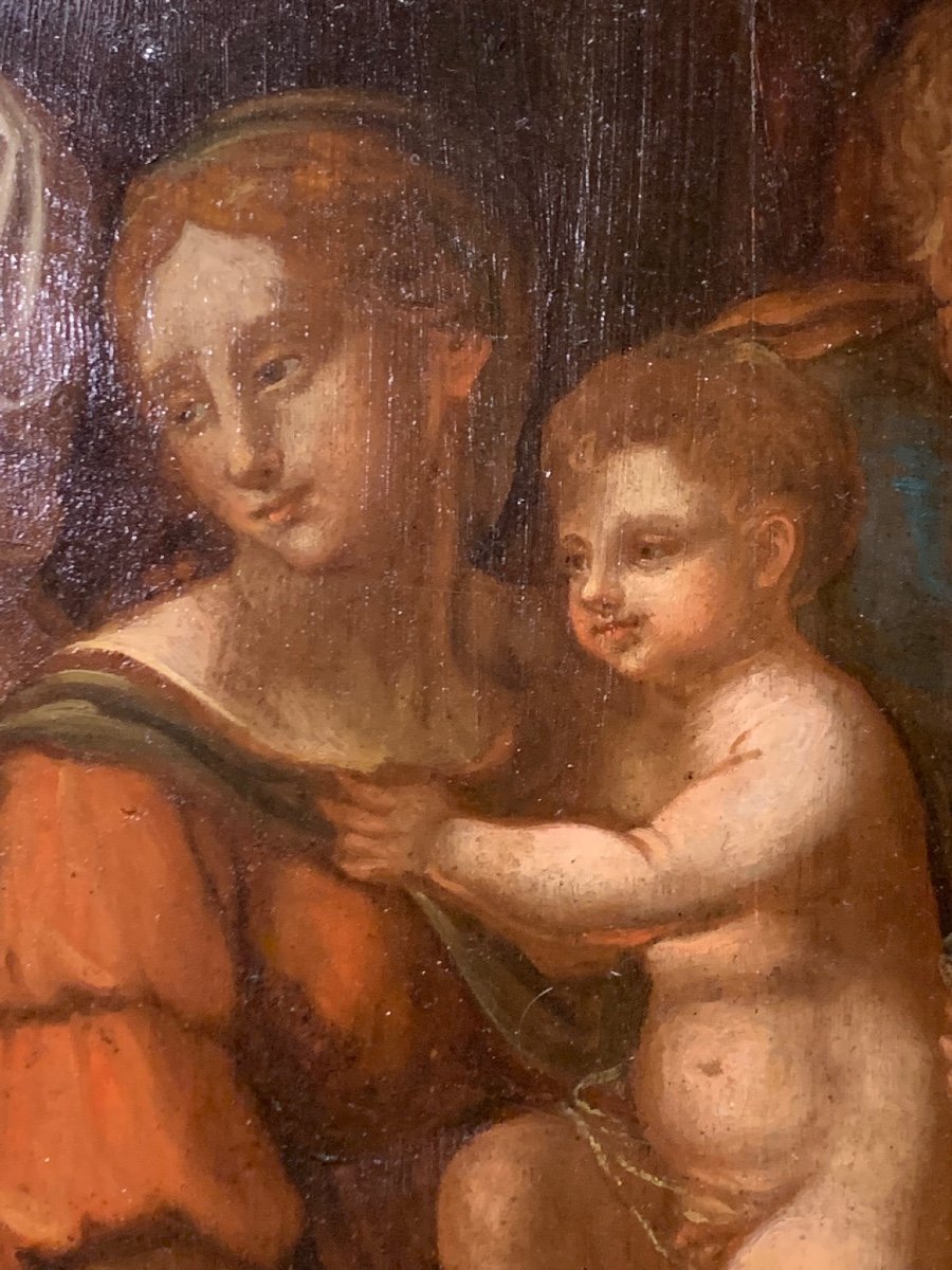 La Sacra Famiglia, Olio su tavola di noce, Italia Fine del XVI secolo -photo-6
