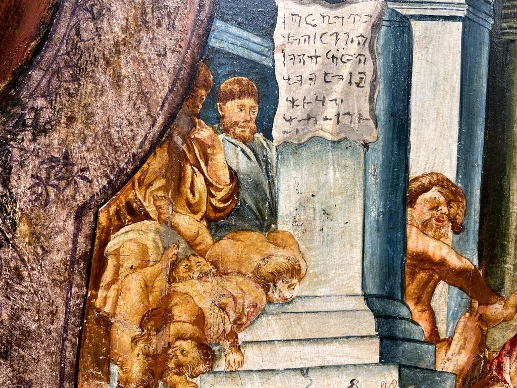 Vaso in legno con scena biblica. -photo-7