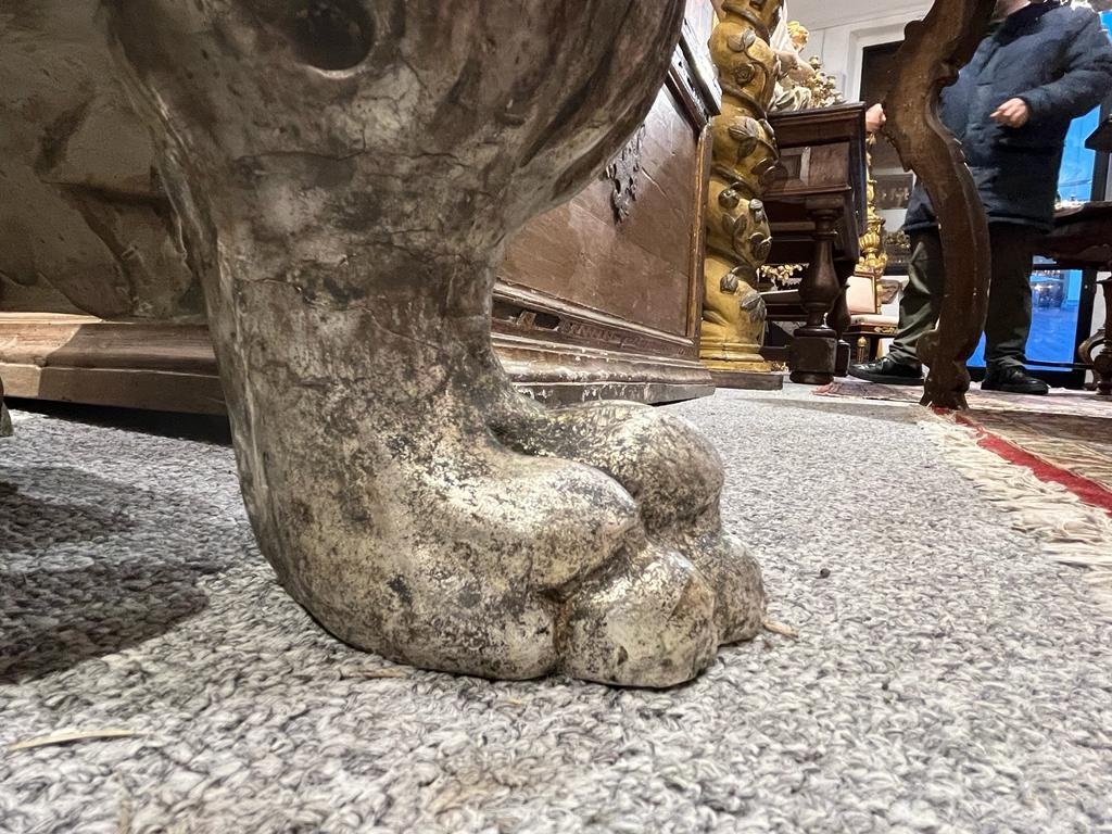 Grande candelabro in legno argentato. -photo-4