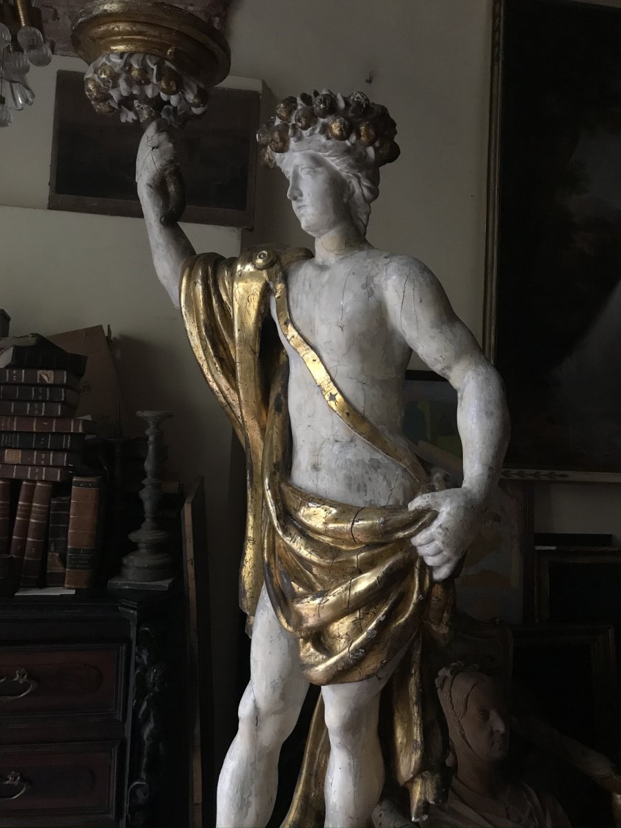 Deux Sculptures En Bois Laqué Et Doré. Toscana. Début Du XVIIIe Siècle-photo-2
