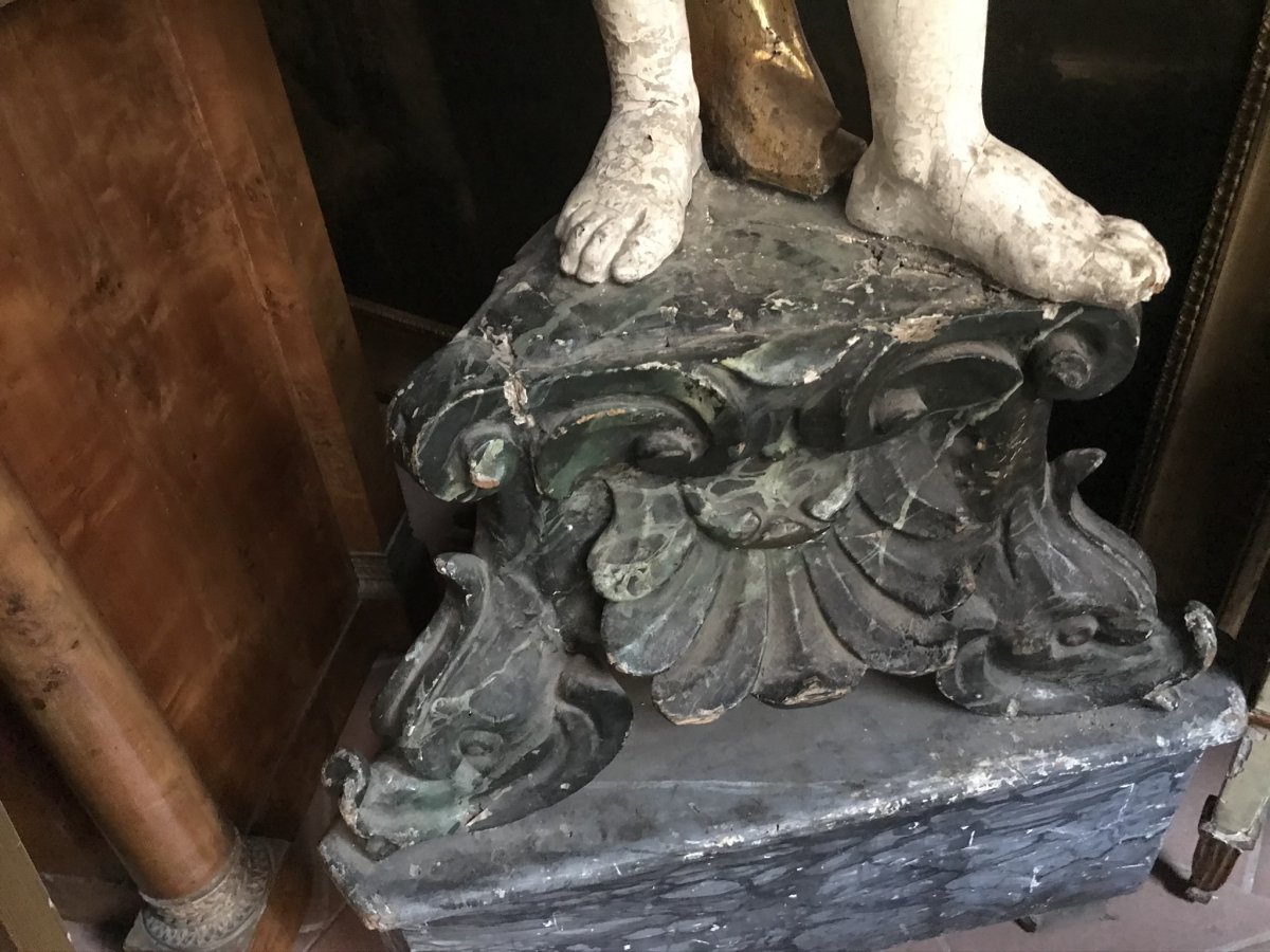 Deux Sculptures En Bois Laqué Et Doré. Toscana. Début Du XVIIIe Siècle-photo-3