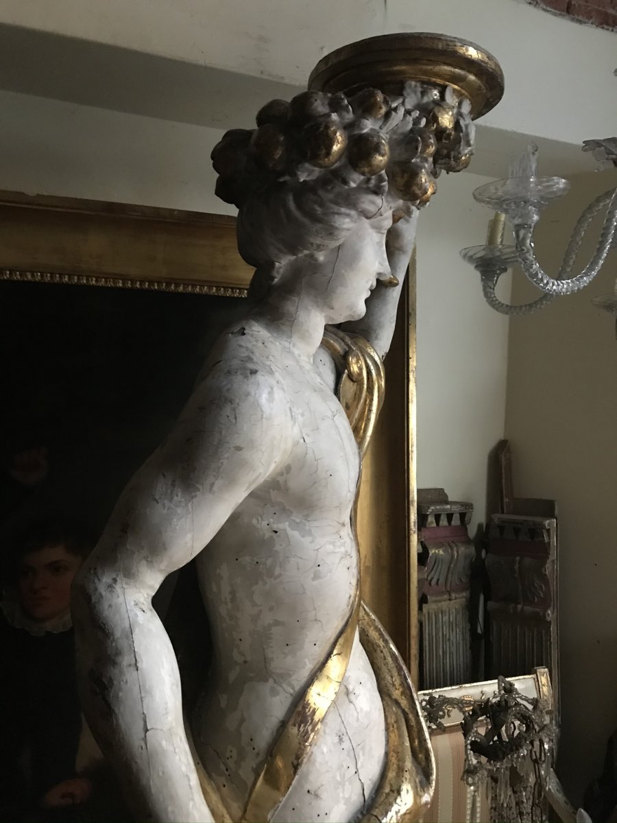 Deux Sculptures En Bois Laqué Et Doré. Toscana. Début Du XVIIIe Siècle-photo-5