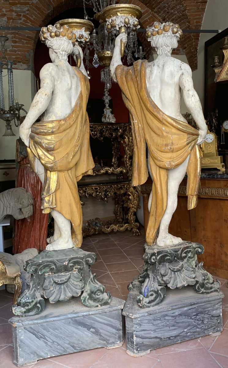 Deux Sculptures En Bois Laqué Et Doré. Toscana. Début Du XVIIIe Siècle-photo-6